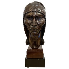 Vintage Inca Male Warrior Bust by Saravia