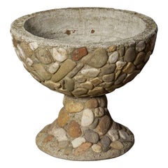 Vintage Raised Pebble-Pot Garden Planter or Urn with Embedded Stones from France