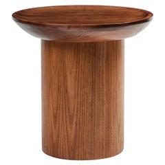 Tall Round Side Table, Pedestal Base, Walnut by Martin and Brockett, Brown