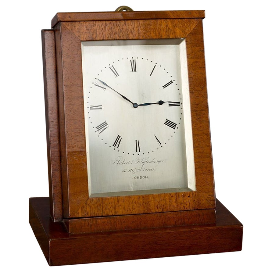 Mahogany Sedan Timepiece by Aubert & Klaftenberger, London For Sale