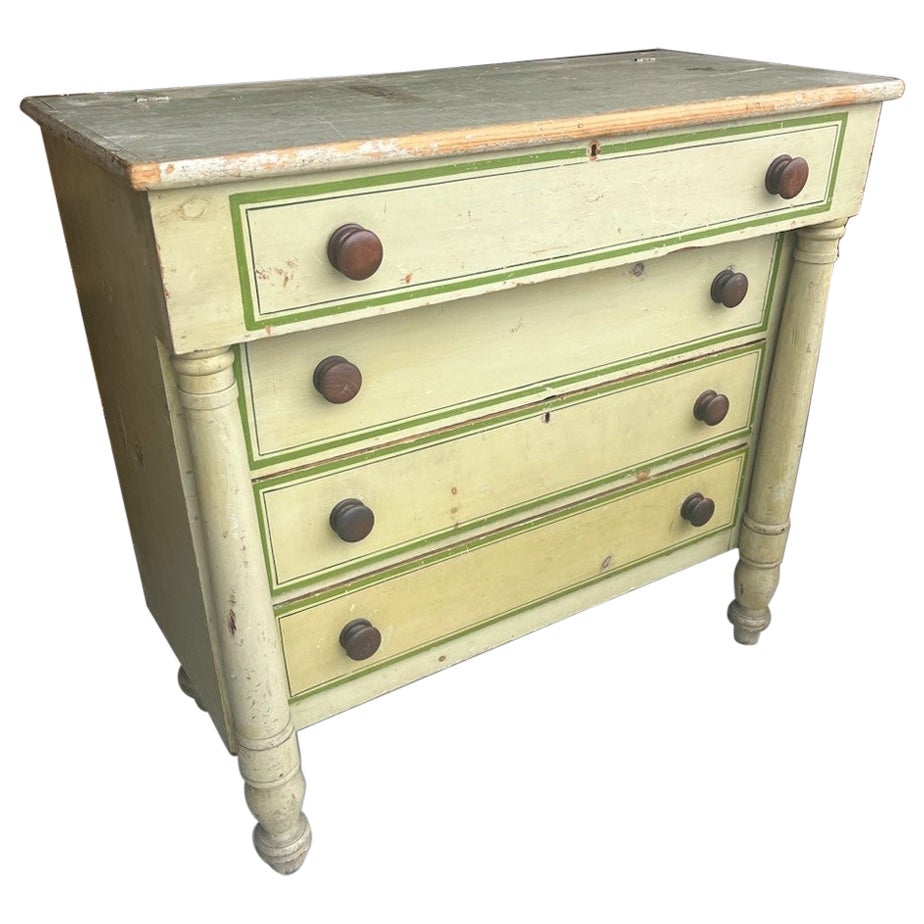 19th C. New England Tall Original Painted Blanket Chest For Sale