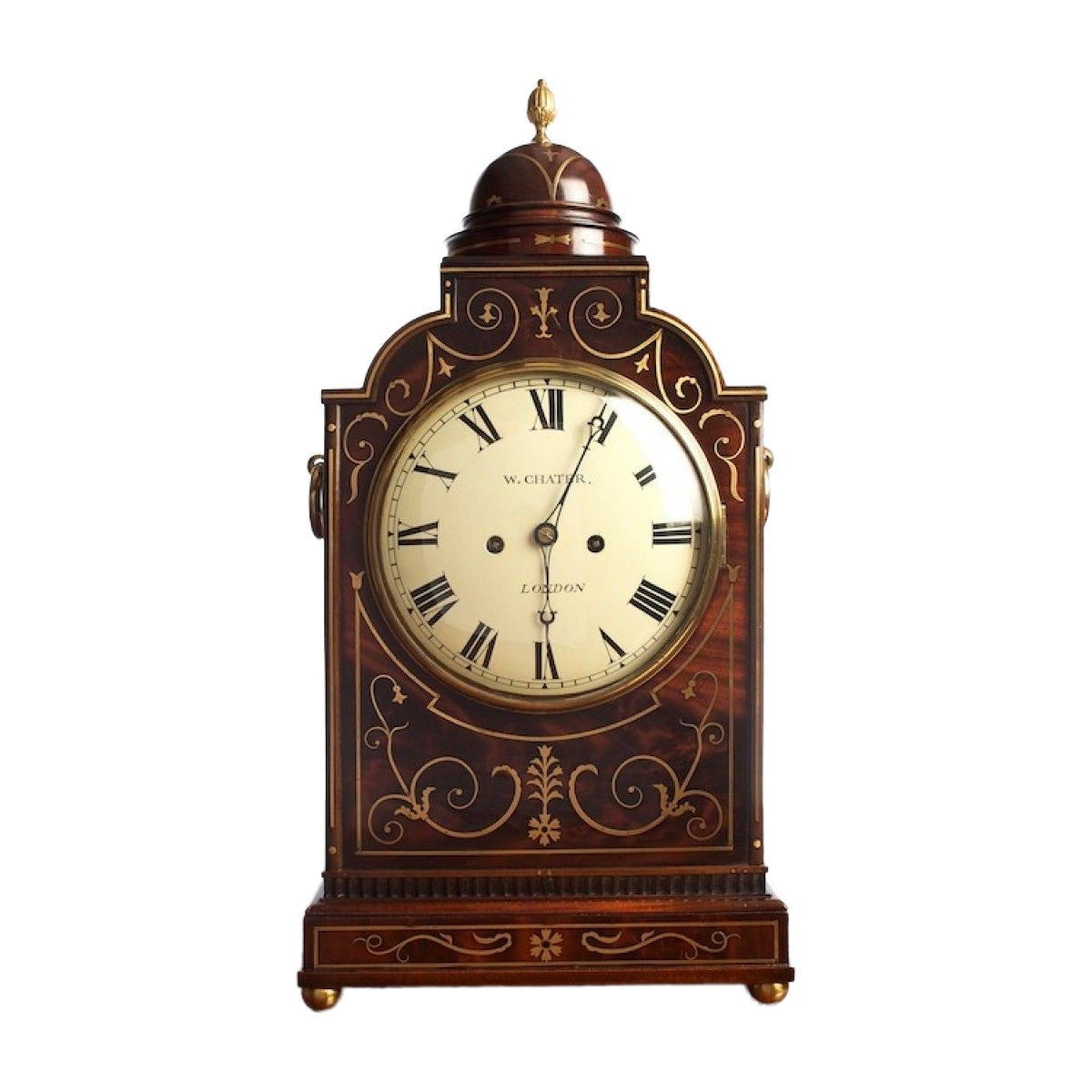 Horloge à chevalet anglaise en acajou George III par William Chater, Londres