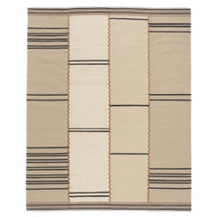 Nueva alfombra Kilim de inspiración sueca con diseño de rayas en escalera, Stege Randmönster