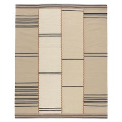 New Swedish Inspired Kilim Rug with Ladder Stripe Pattern, Stege Randmönster