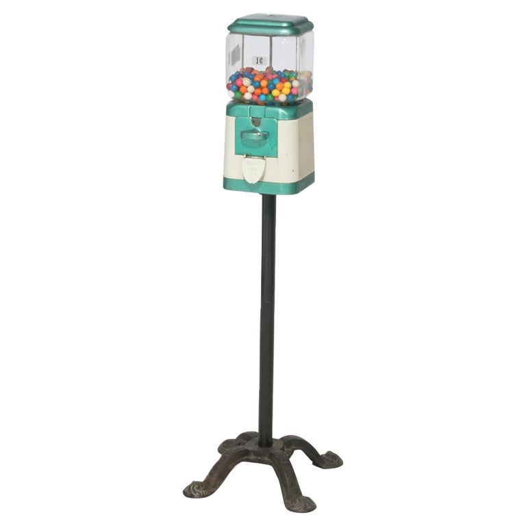 Early Antique Floor Model Gumball Machine with Cast Iron Base Circa
