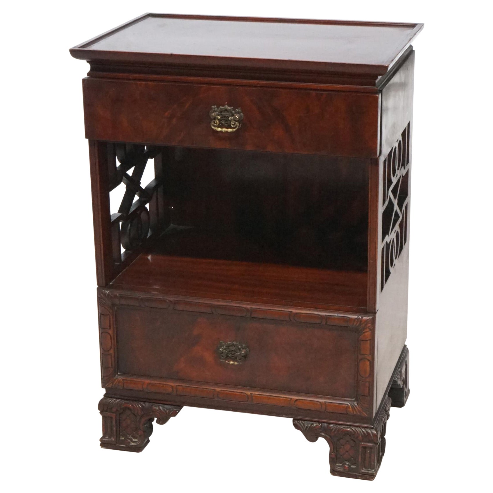 Table De Chevet Chinoise Palazzo INT – Style Asiatique – Bois Noir – 45x45x60 Cm – Neuve