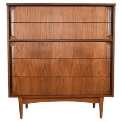 Broyhill Furniture Mid-Century Modern Walnut Highboy Dresser