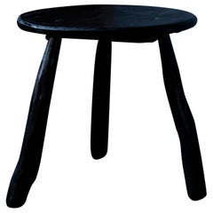 Three-Legged Used Round Table, Urushi-Lacquered