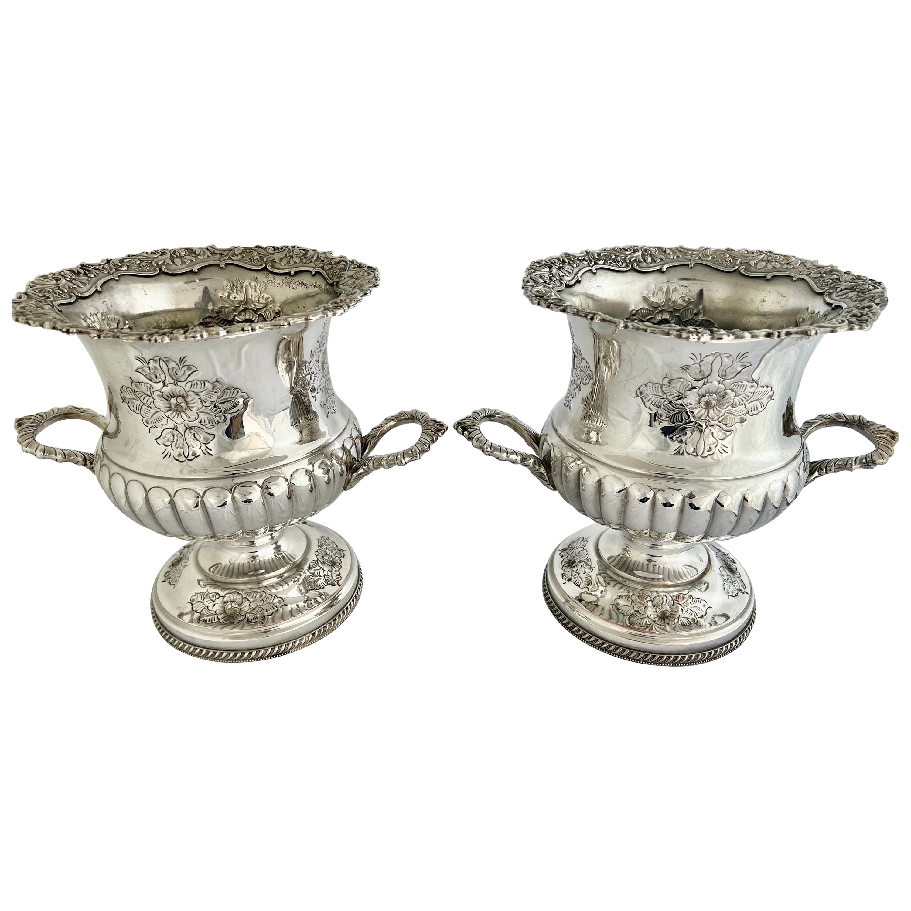 Pair of Early 19th Century English Sheffield Wine Coolers by Boulton