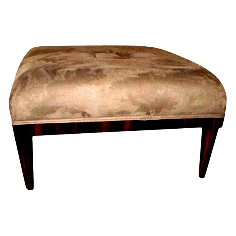 Large French Art Deco Jules Leleu Inspired Square Ottoman For Sale