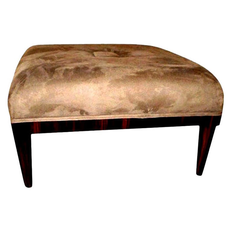 Large French Art Deco Jules Leleu Attributed Square Ottoman