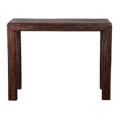 Landhausstil Midcentury Dunkelbraun gewebt Rattan Konsolentisch