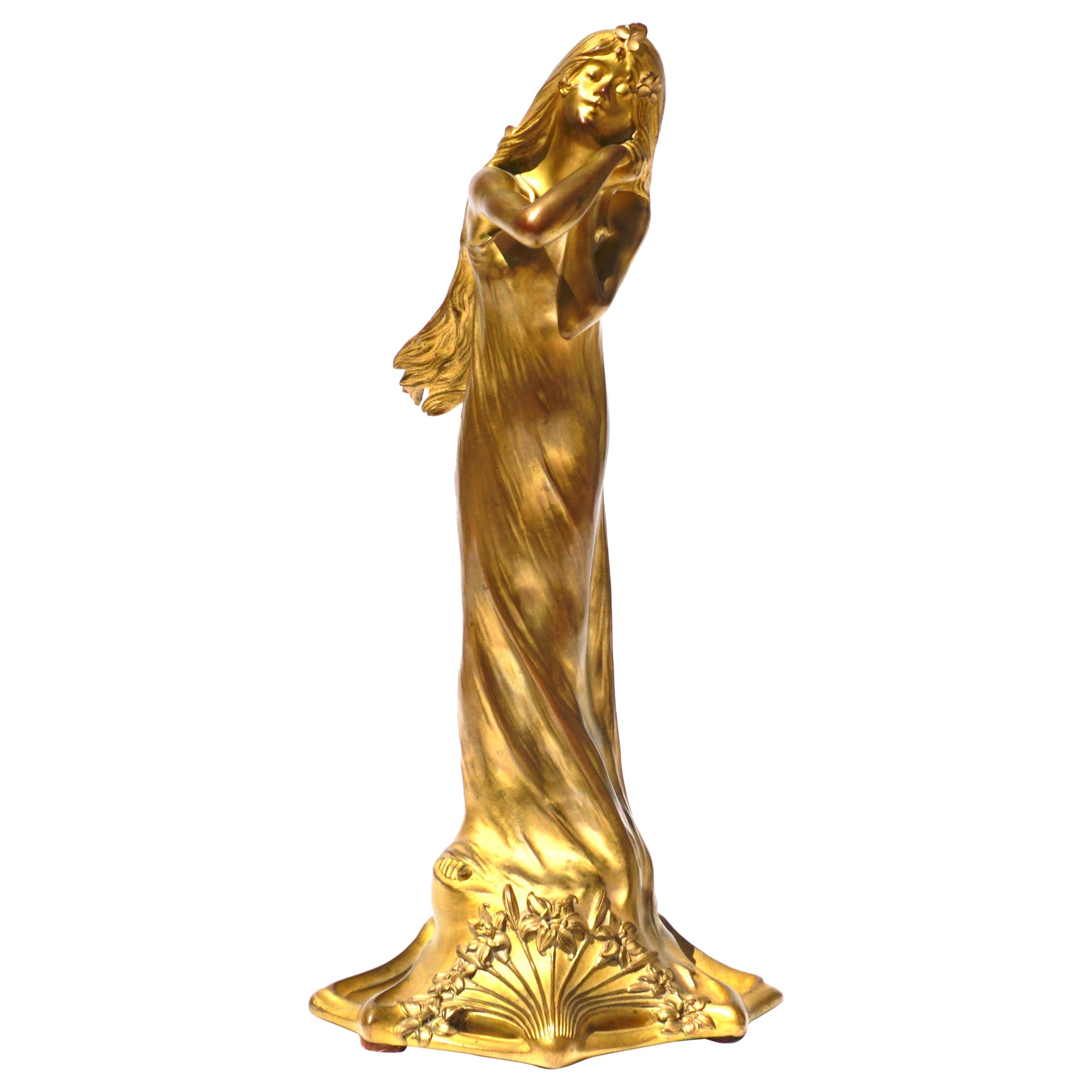 Charles Raphaël Peyre Jugendstil Vergoldete Bronze Jungfrau