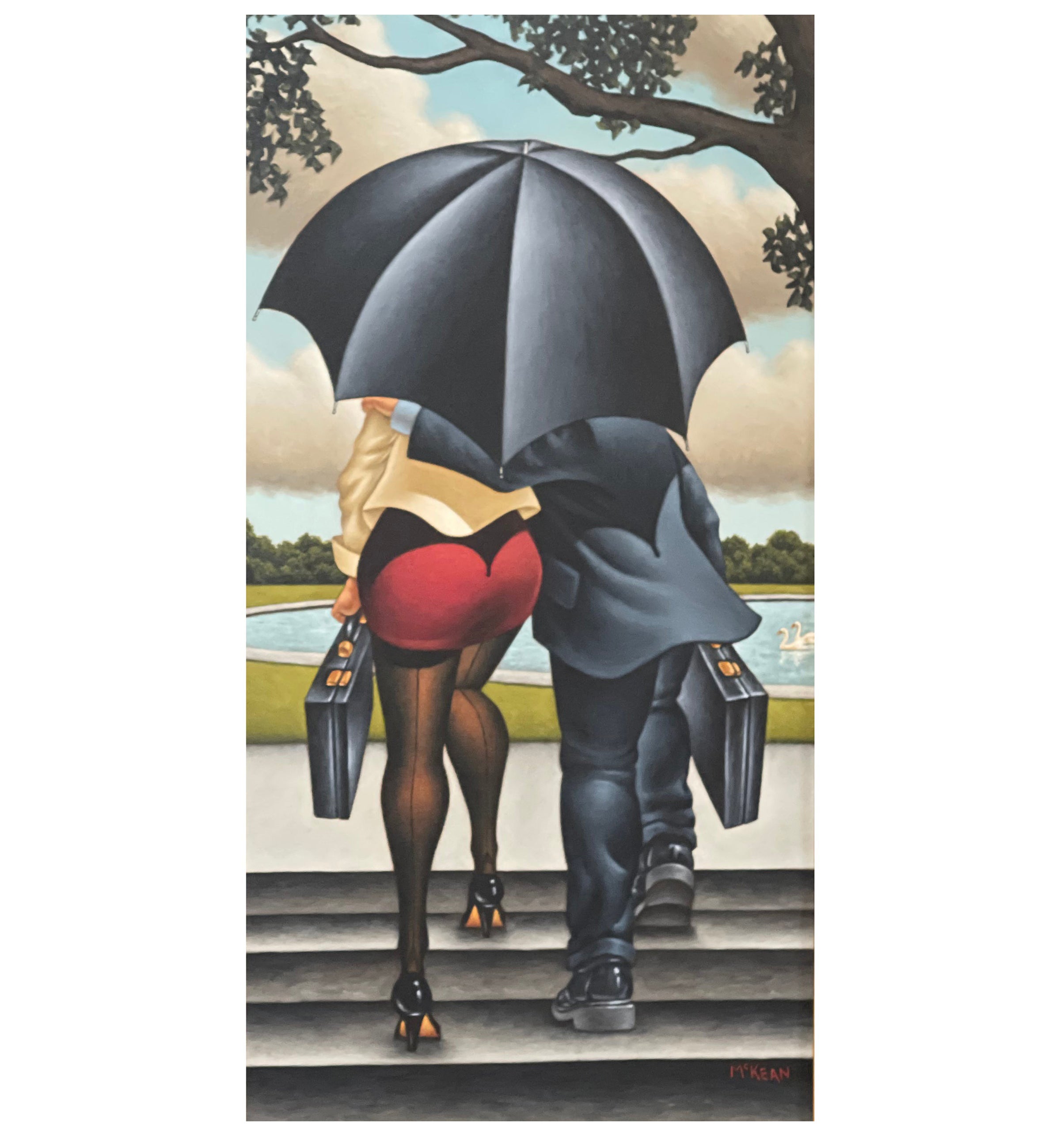Contemporary Oil on Canvas Painting Entitled "April Showers" by Graham McKean For Sale