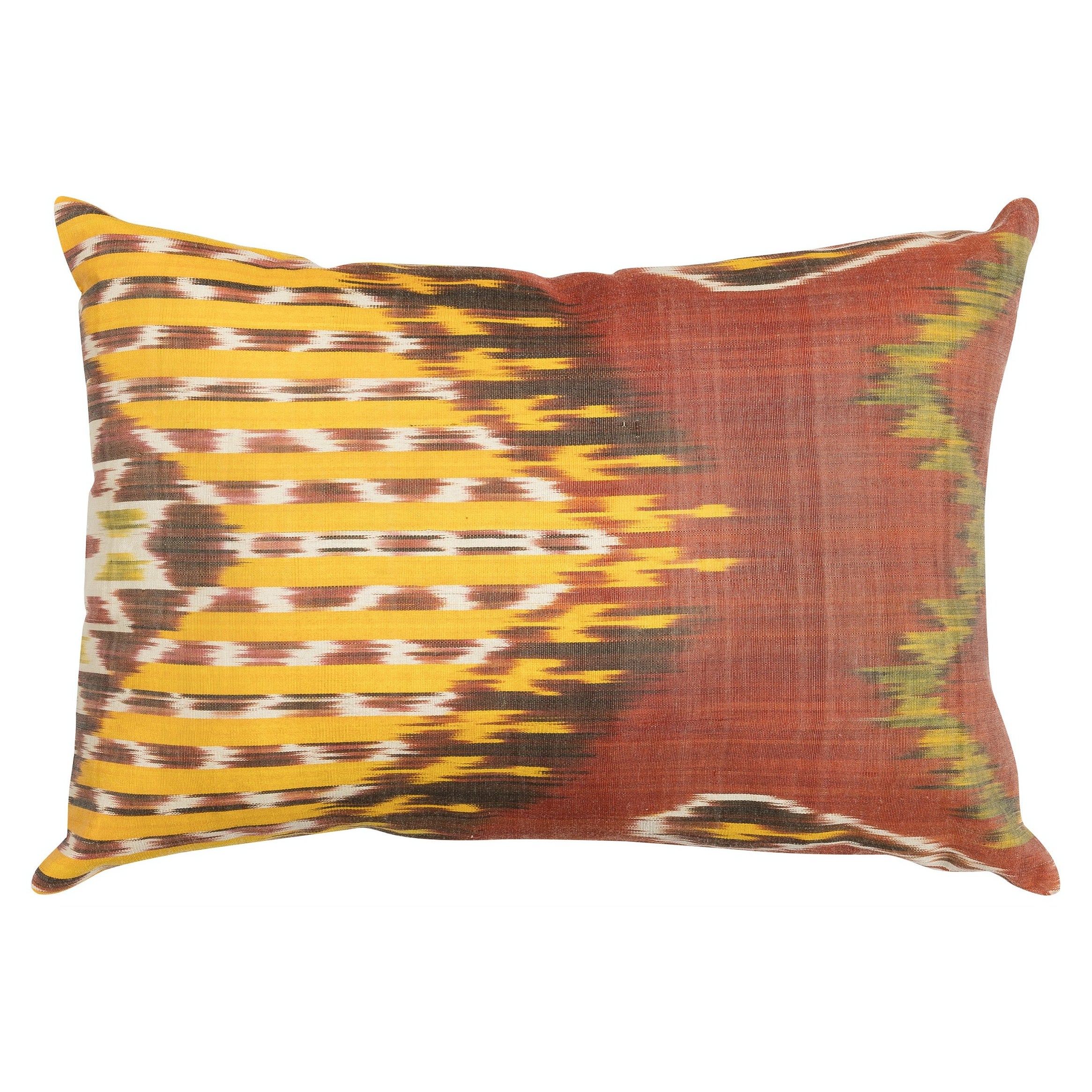 Ikat Lace Pillow from Uzbekistan, Vintage Cotton Handmade Cushion Cover