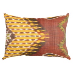 Ikat Lace Pillow from Uzbekistan, Vintage Cotton Handmade Cushion Cover