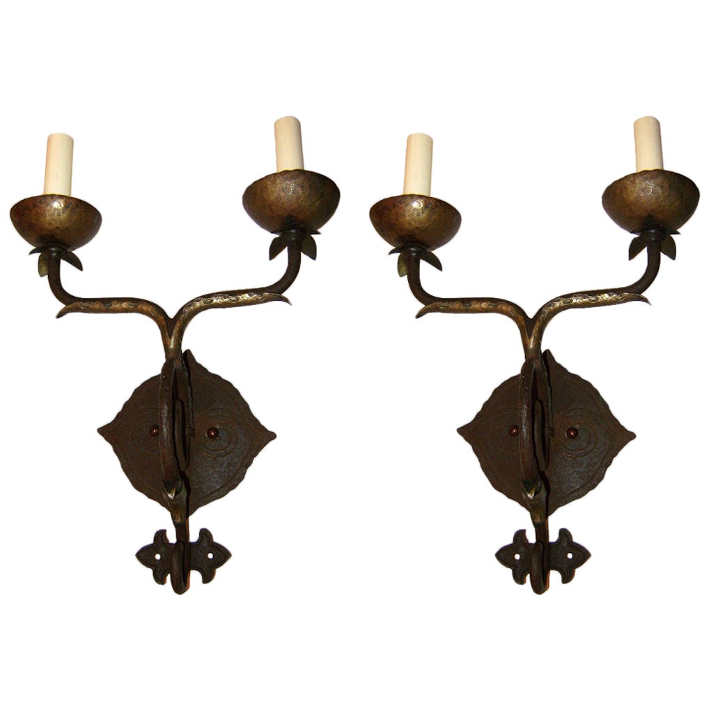 American Iron Arts & Crafts Sconces For Sale