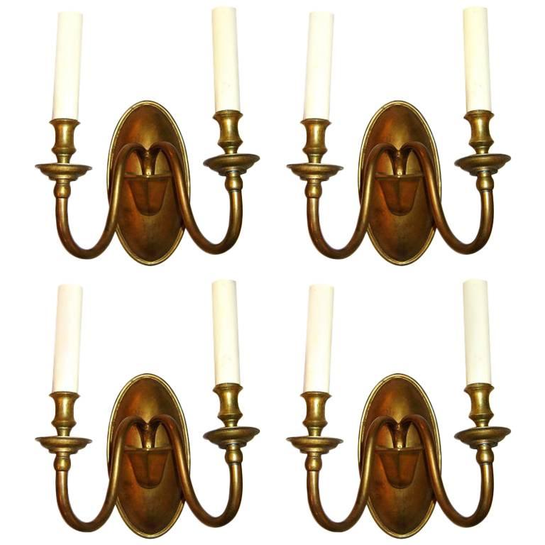 Set of Four Bronze Neoclassic Sconces, Sold in Pairs For Sale