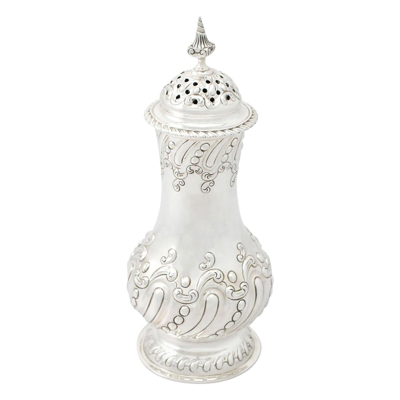 Antiguo azucarero eduardiano de plata de ley