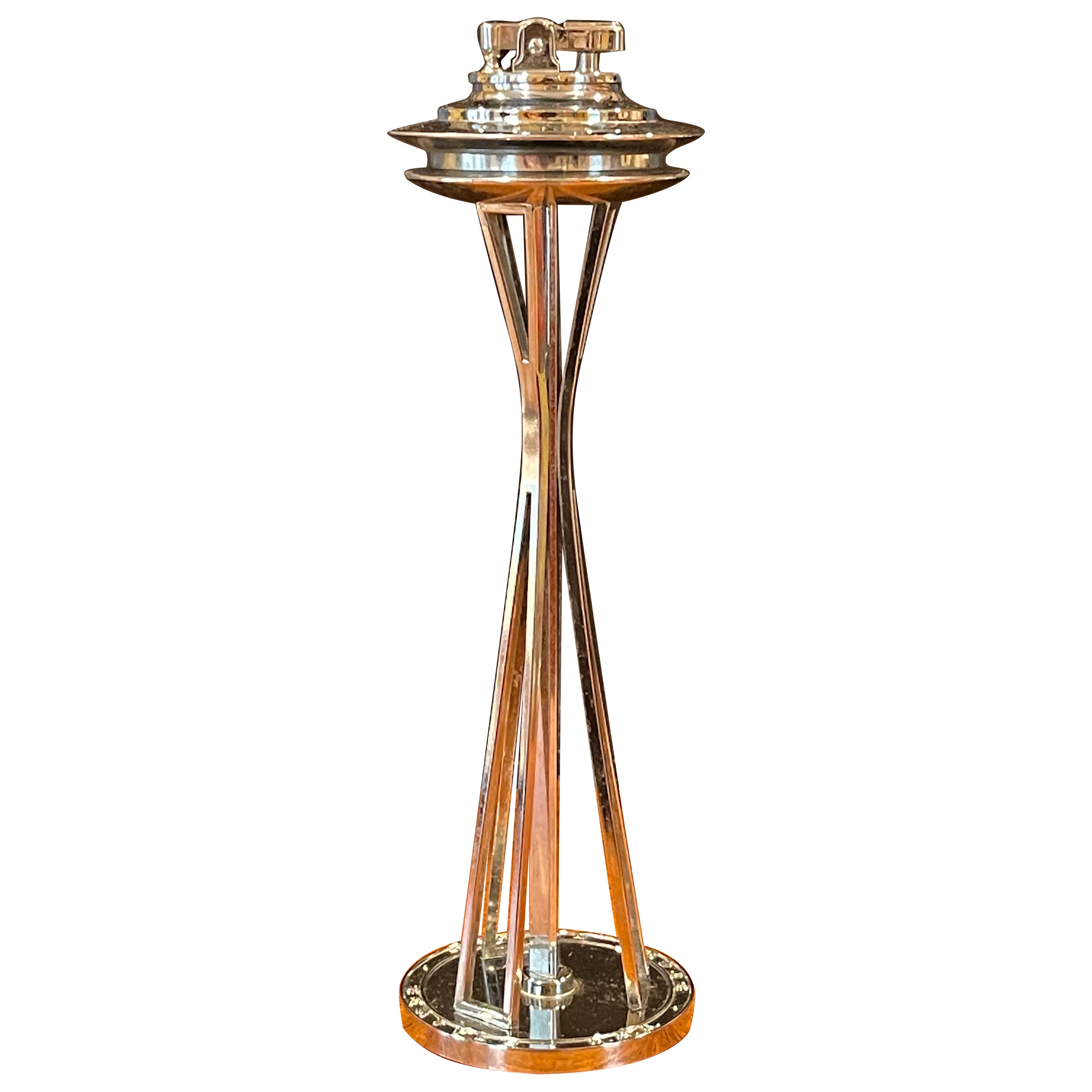 1962 Seattle World's Fair Space Needle Table Lighter in Chrome For Sale