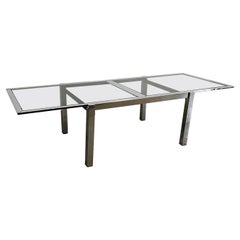 Mid-Century Modern 110” Milo Baughman Style Chrome Dining Table