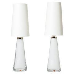 Midcentury Glass Table Lamps by Carl Fagerlund, Orrefors, Sweden, 1960s