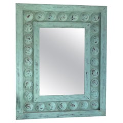 Specchio francese Vert de Gris verde chiaro del XX secolo, grande specchio Trumeau in rame
