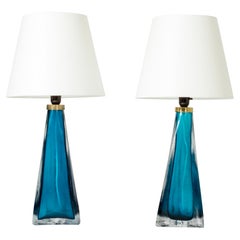 Midcentury Glass Table Lamps by Carl Fagerlund, Orrefors, Sweden, 1960s