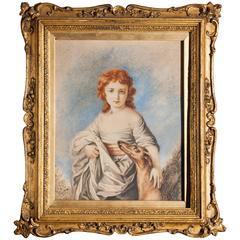 Small Regency Portrait of a Young Girl with Hound