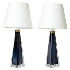 Midcentury Glass Table Lamps by Carl Fagerlund, Orrefors, Sweden, 1960s