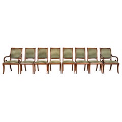 Henredon French Empire Mahogany Ormolu Mounted Dining Chairs, Set of Eight