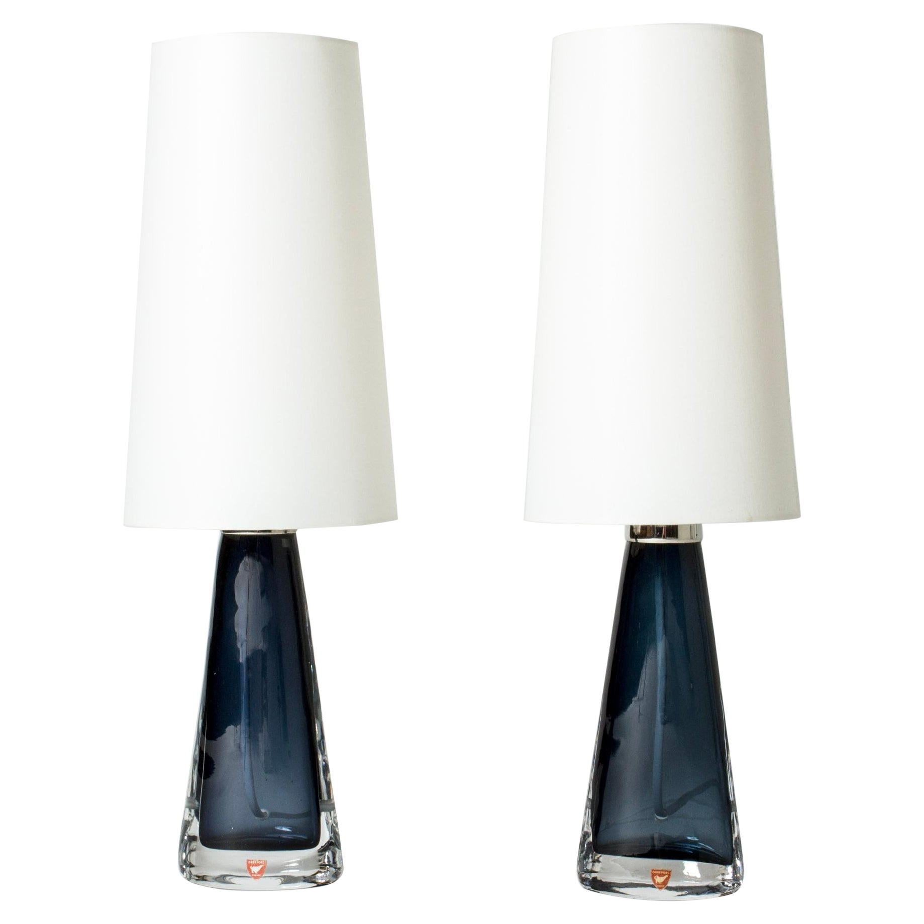 Midcentury Glass Table Lamps by Carl Fagerlund, Orrefors, Sweden, 1960s