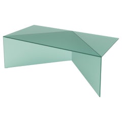 Table basse oblongue Poly en verre satiné vert de Sebastian Scherer