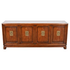 John Widdicomb Hollywood Regency Chinoiserie Walnut Sideboard Credenza, 1960s