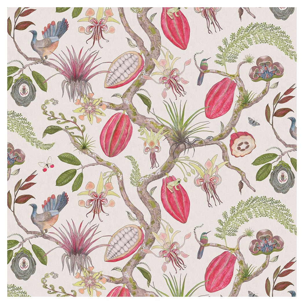 Carta da parati Theobroma Tree of Life Ruby Flax