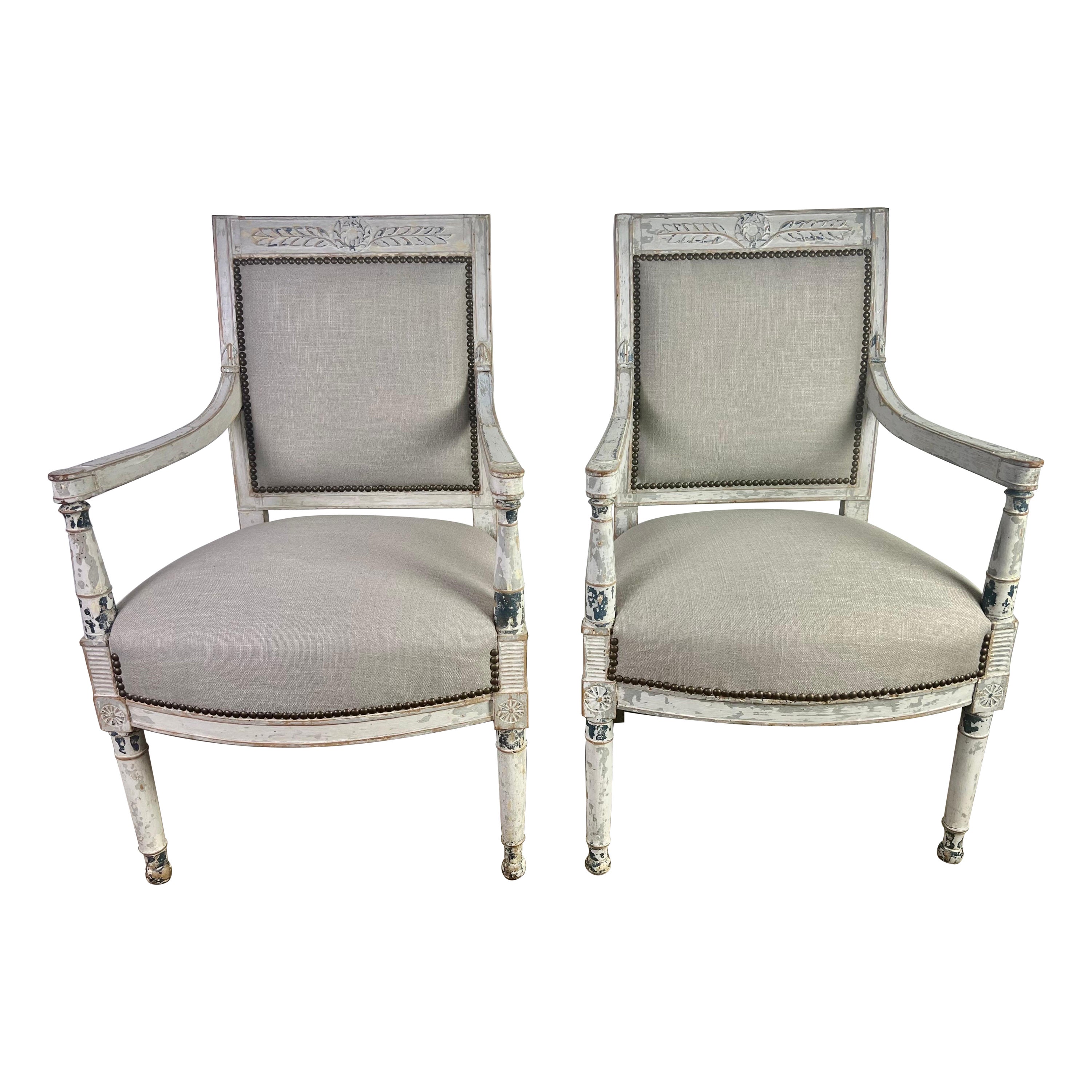 Paire de fauteuils suédois du 19ème siècle  en vente