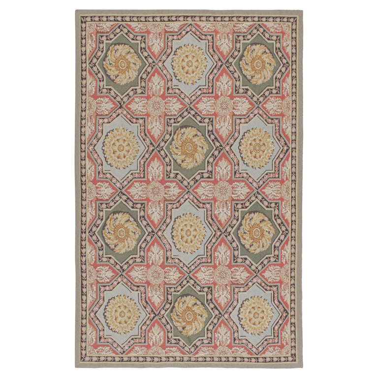 Rug and Kilim’s Aubusson Style Flatweave with Medallions and Floral ...