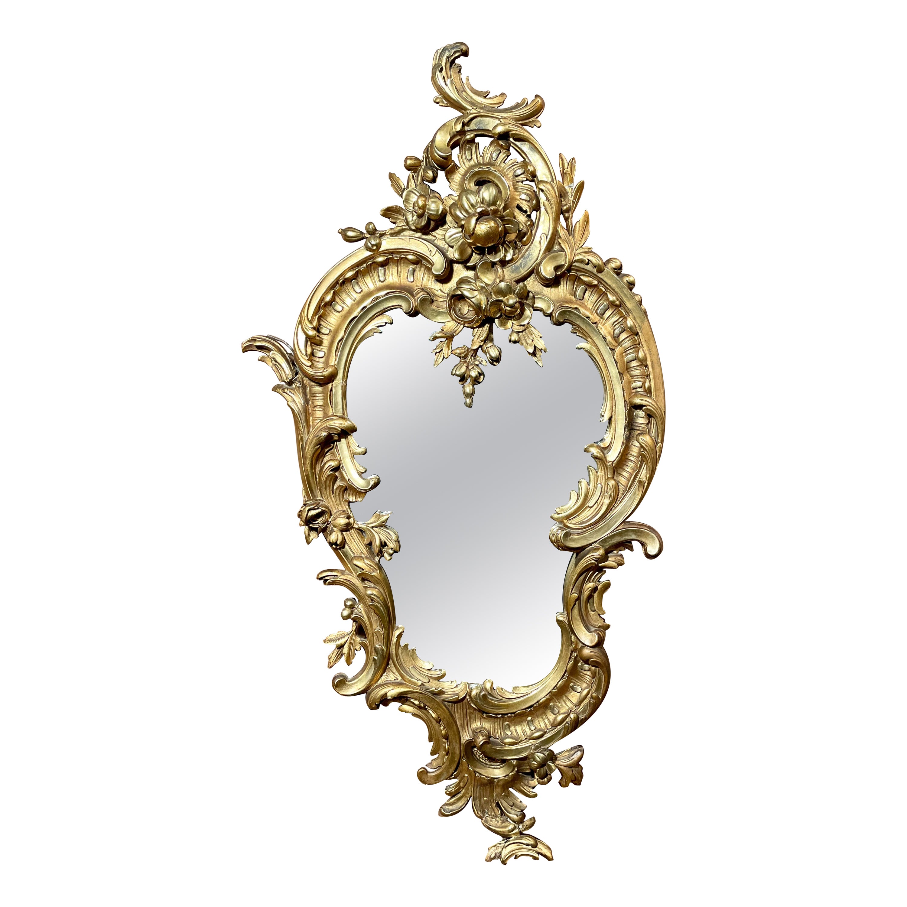 Antique French "Empress Eugenie" Gold-Leaf Mirror, circa 1875-1890