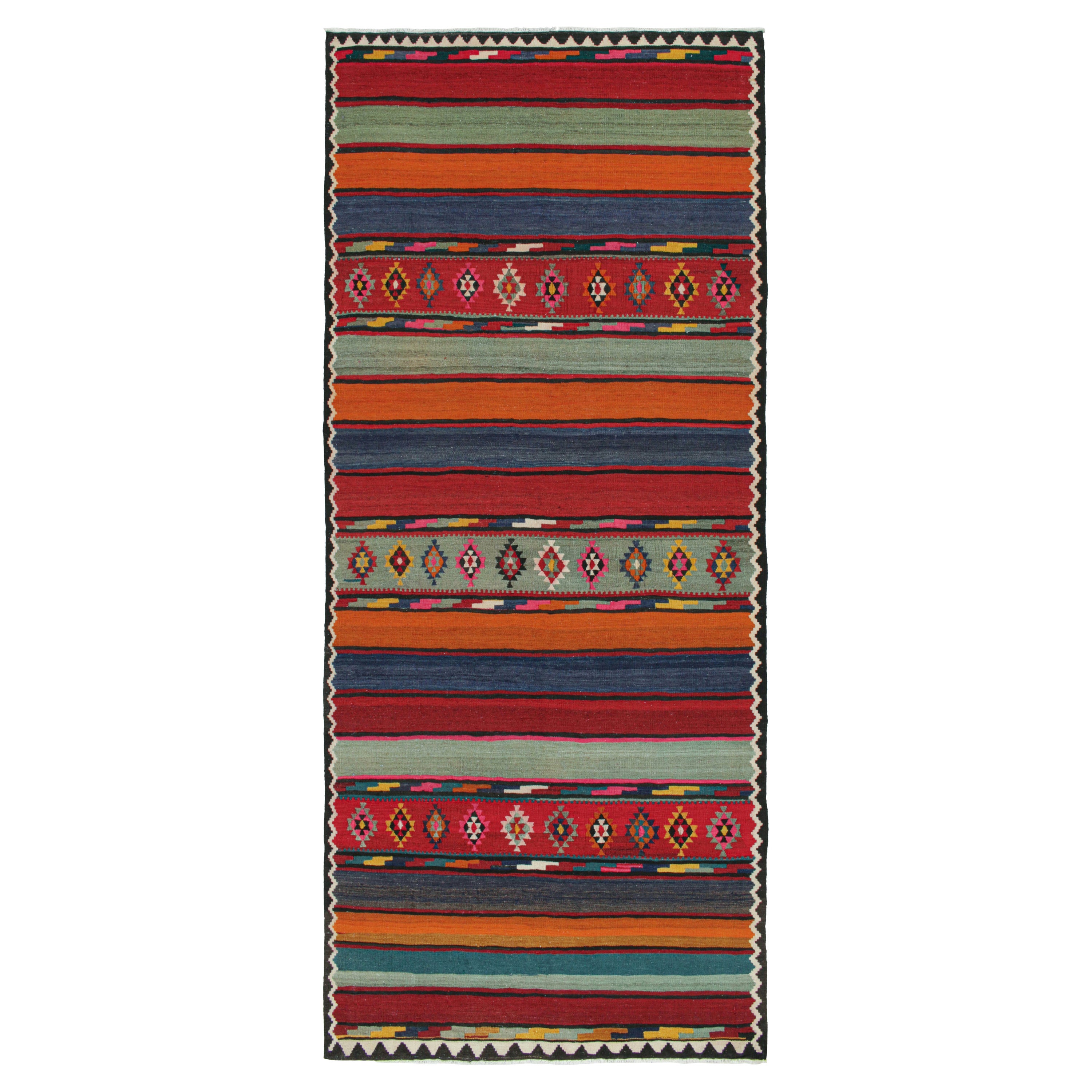 Vintage Northwest Persian Kilim with Stripes & Geometric Patterns For Sale