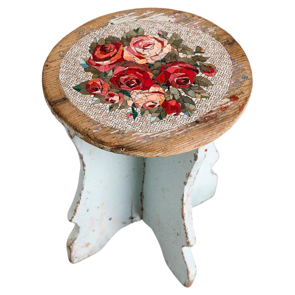 Sgabello Rose Antique Wood Stool by Yukiko Nagai For Sale