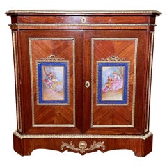 Antique French Porcelain & Bronze Mounted Cabinet Signed "Tahan Du Roi" C. 1890