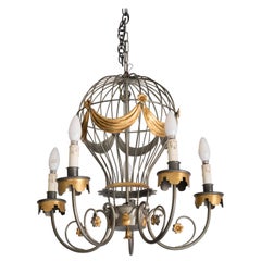Lustre montgolfière en métal doré