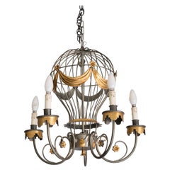 Vintage Gilt Metal Hot Air Balloon Chandelier