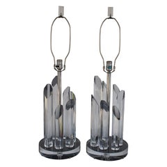 Pair of Lucite Lamps by Astrolite for Ritts Company, Los Angeles, CA.