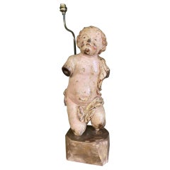Antique Angel Sculpture Lamp of French Origin 18th Century