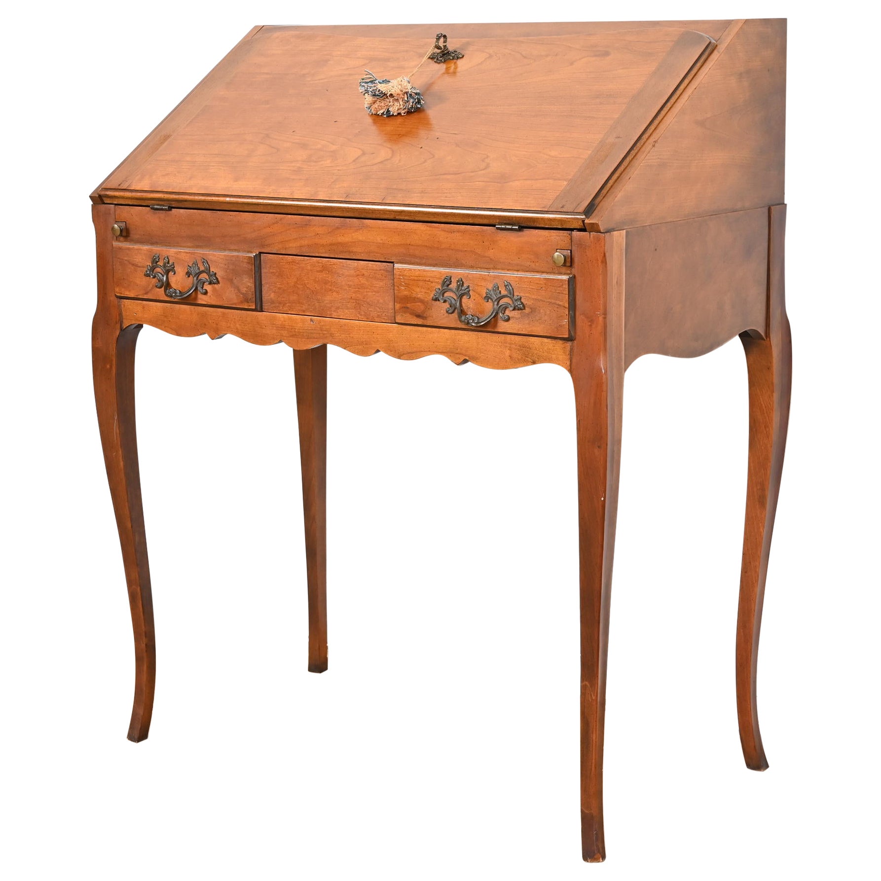 Baker Furniture French Provincial Louis XV Cherry Slant Front Secretary Desk