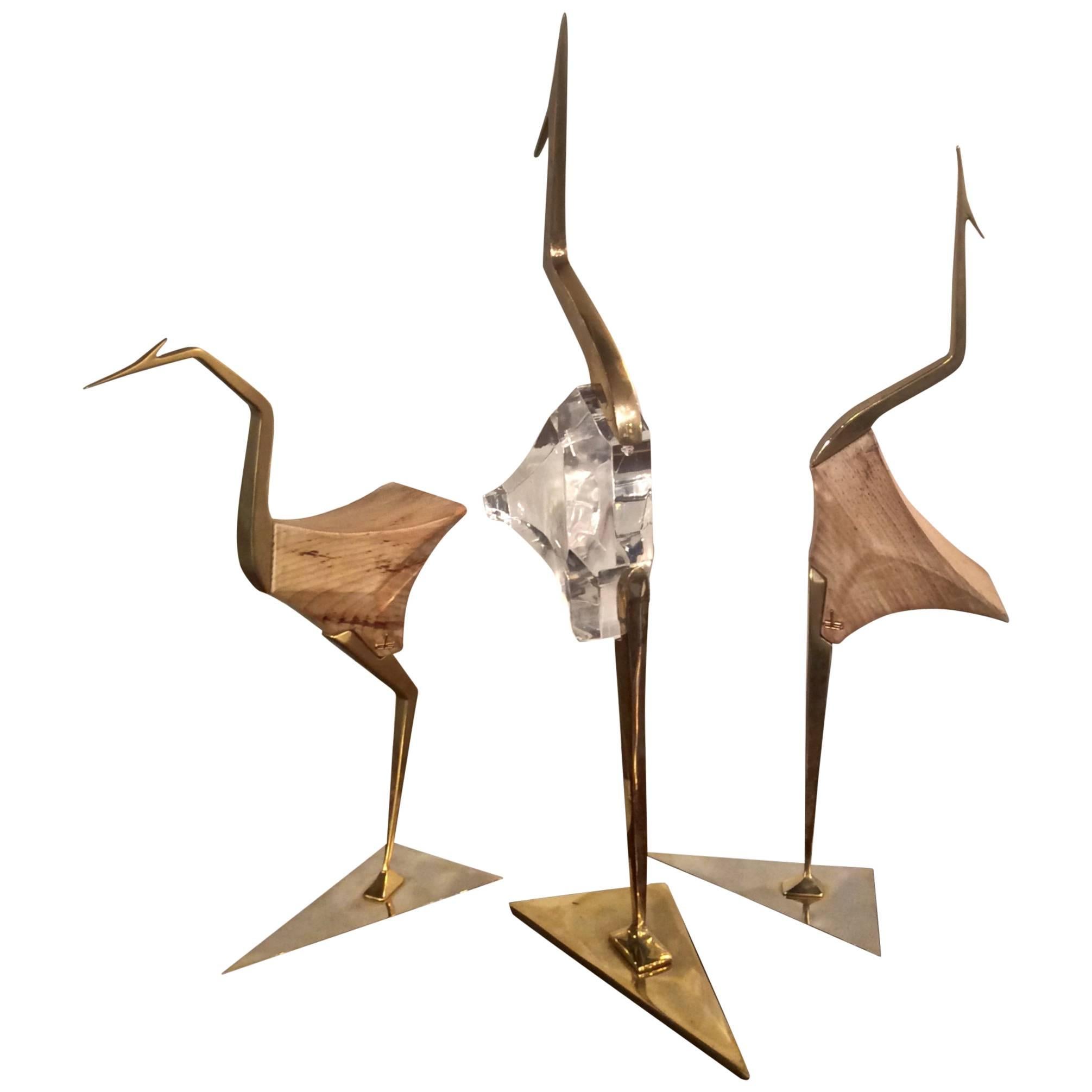 Trio of Tabletop Modernist Bird Sculptures