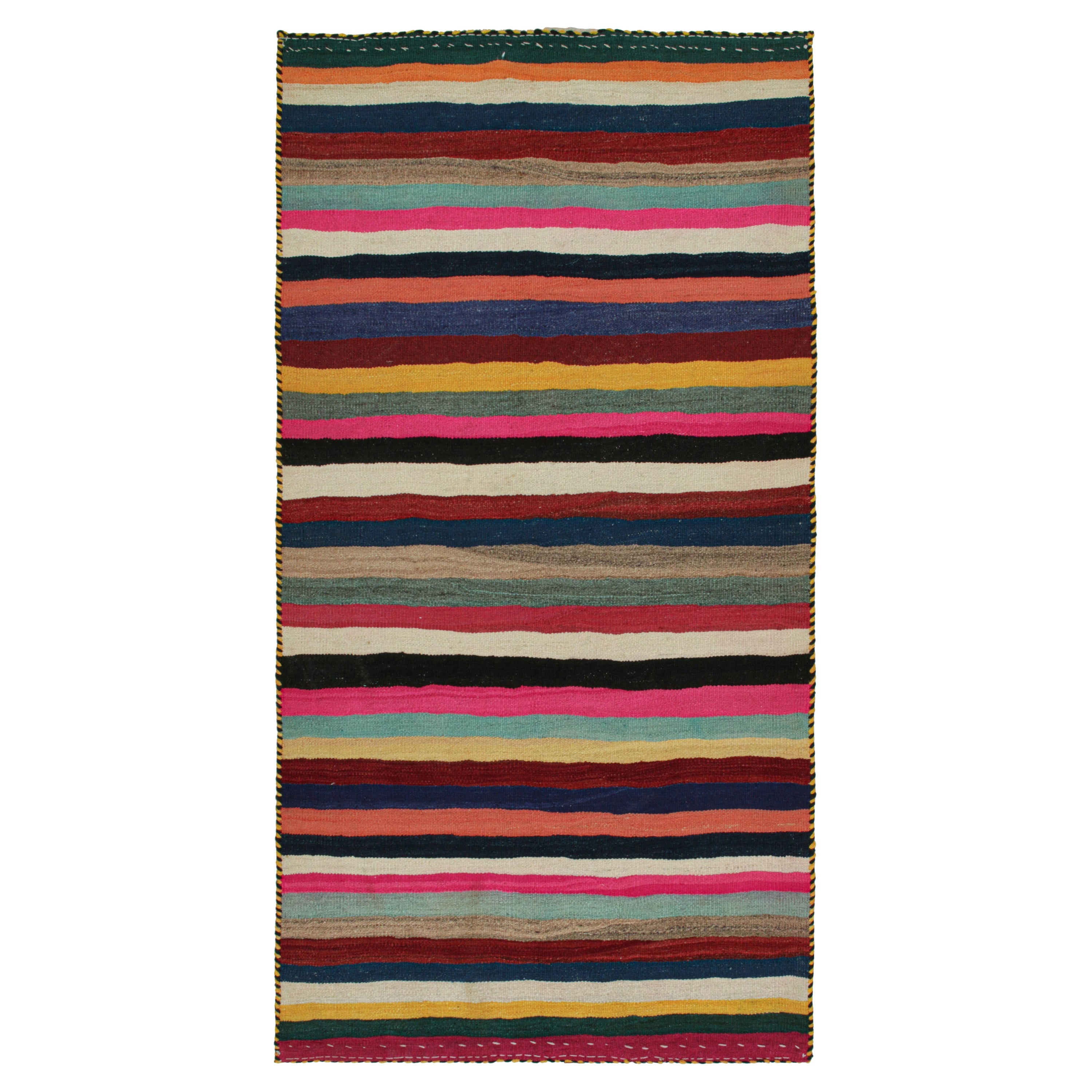 Vintage Persian Tribal Kilim in Polychromatic Stripes by Rug & Kilim For Sale