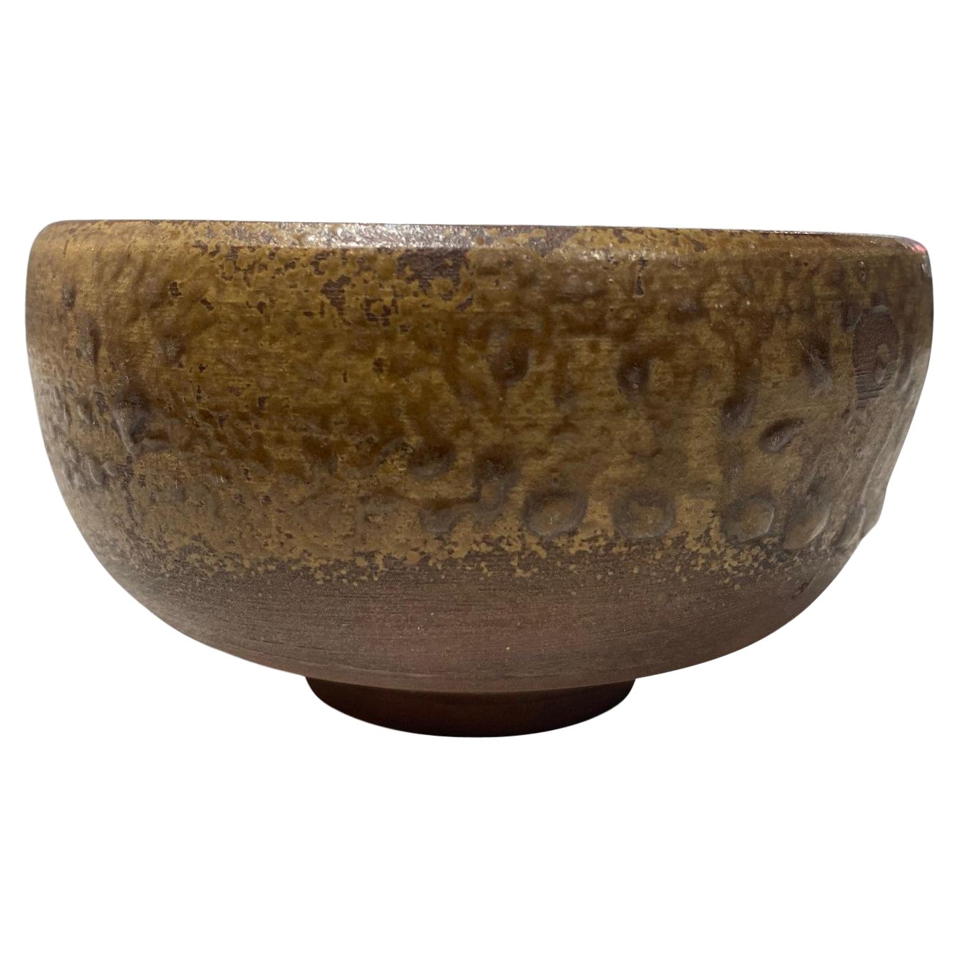 Tazón de té Chawan de cerámica japonesa Bizen firmado por Kaneshige Toyo Tesoro Nacional