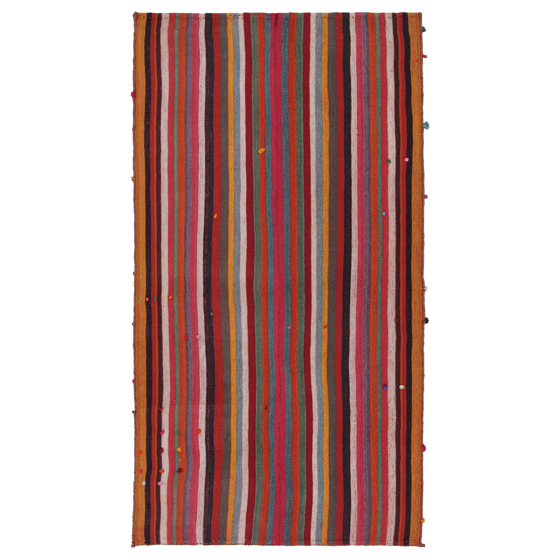 Tapis Kilim persan vintage à rayures polychromes par Kilim